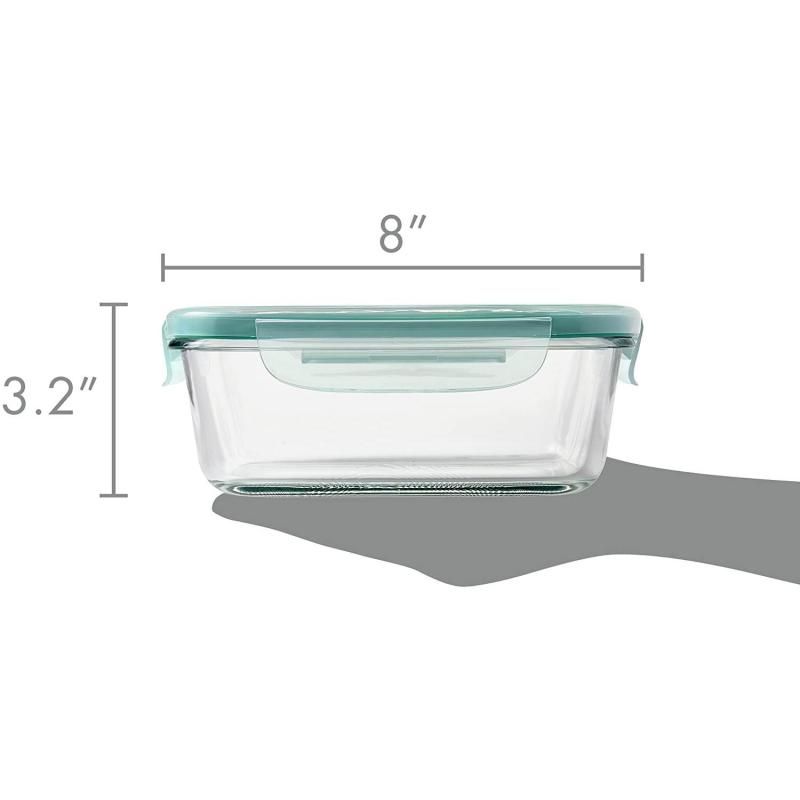 Leak-proof 0.8L rectangular food storage container with SNAP design for secure sealing, ideal for leftovers and meal prep.