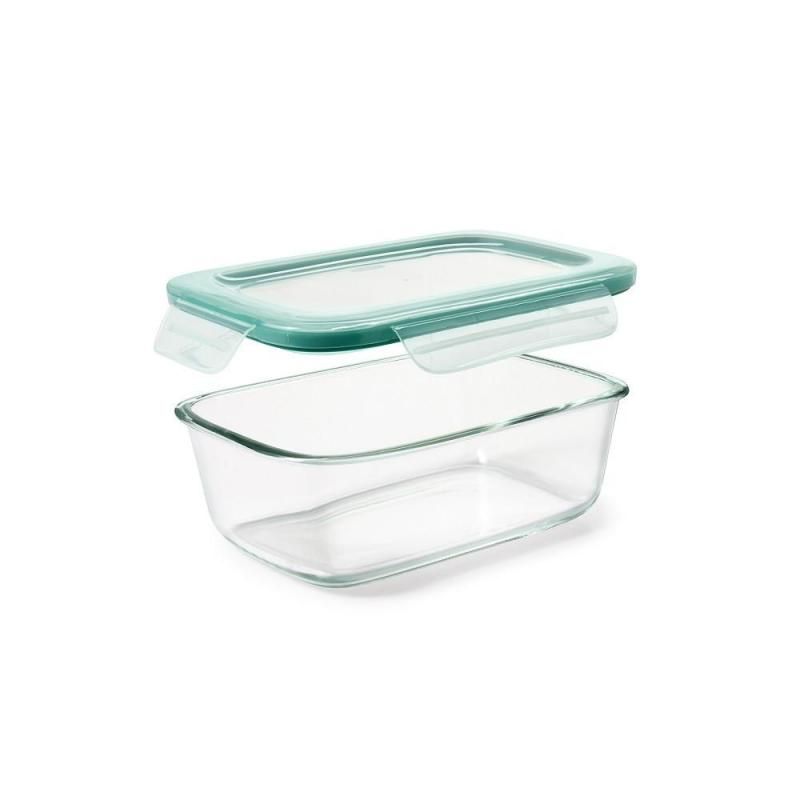 OXO Good Grips Smart Seal Rectangular Container (1.8L) with leak-proof seal, durable glass, ideal for meal prep and storage.