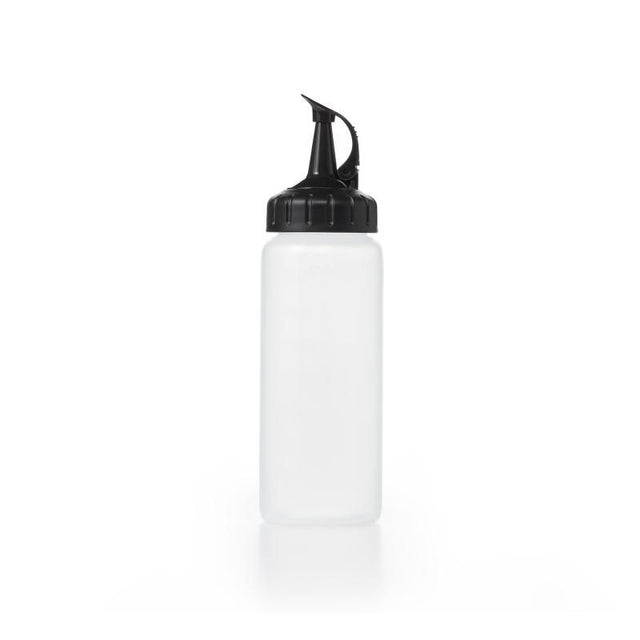 Small OXO Good Grips Chef's Squeeze Bottle with interchangeable lids for precise drizzling of sauces and dressings.