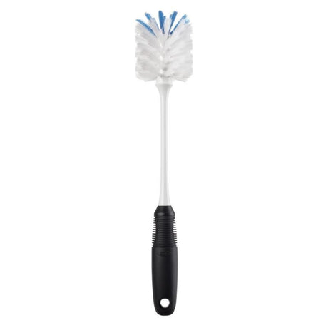 Dual-function OXO Good Grips Bottle Brush with flexible neck and soft, non-scratch bristles for safe, effective cleaning.