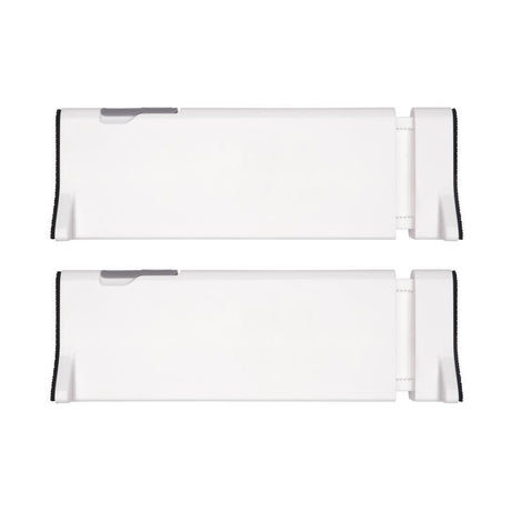 Expandable OXO Good Grips drawer dividers in a 2-pack, perfect for custom organizing of cluttered spaces.