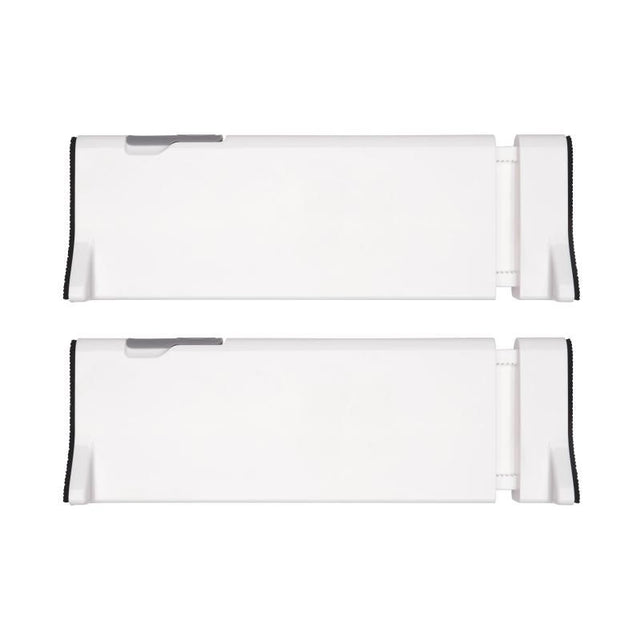 Expandable OXO Good Grips drawer dividers in a 2-pack, perfect for custom organizing of cluttered spaces.