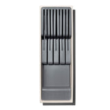 Compact knife drawer organiser with slots for 5 small and 4 large knives, ensuring safe and tidy storage.