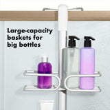 OXO Good Grips Shower Caddy with spacious baskets, non-slip hooks, and easy installation for organized shower essentials.