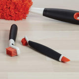 Deep cleaning brush set with large scrubbing brush and small brush featuring wiper blade for tight spaces and drains.