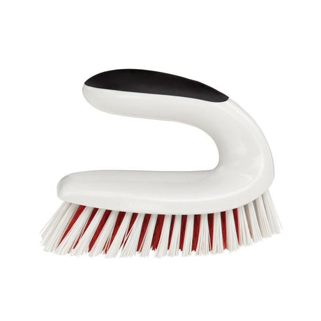 Versatile OXO Good Grips Scrub Brush with stiff and gentle bristles, ergonomic non-slip handle for efficient cleaning.