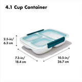 Clear divided container with leakproof lid, perfect for meal prep and on-the-go meals, made from BPA-free plastic.