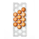 Clear OXO egg bin holds 20 eggs with removable tray; features sturdy design, protective lid, and BPA-free materials for easy storage.