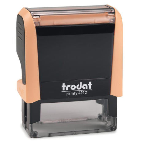 Pastel cream self-inking stamp, ideal for crafting and organizing with eco-friendly materials and consistent performance.