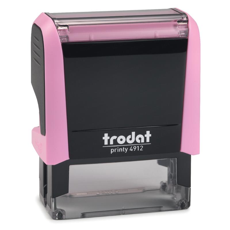 Self-inking Trodat Printy 4912 stamp in pastel rose, ideal for personalizing documents and crafting with elegance.