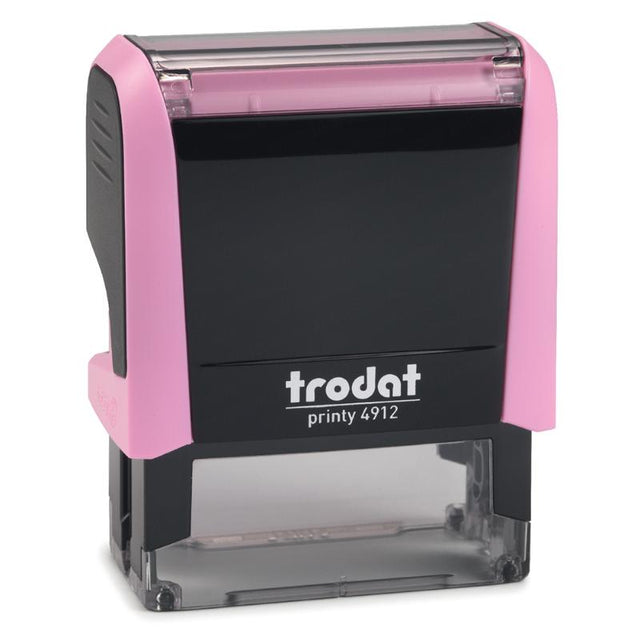 Self-inking Trodat Printy 4912 stamp in pastel rose, ideal for personalizing documents and crafting with elegance.