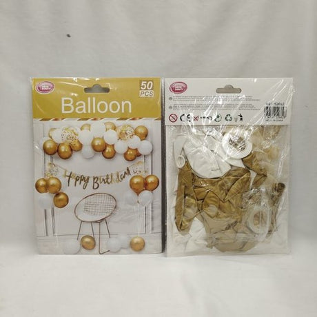 Gold balloon garland kit featuring 300 balloons, perfect for elegant decorations at any celebratory event.