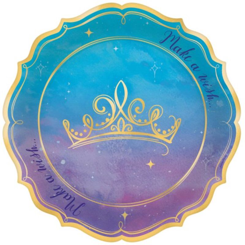 Disney Princess Once Upon A Time 17cm Metallic Shaped Paper Plates - Pack of 8