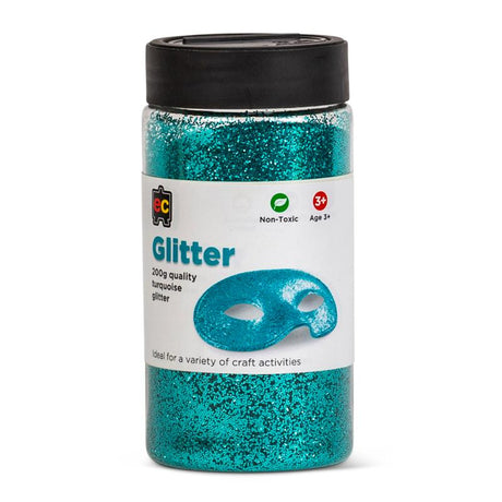 EC Glitter Turquoise 200gm: Premium turquoise glitter for crafts, ideal for adding sparkle to various surfaces.