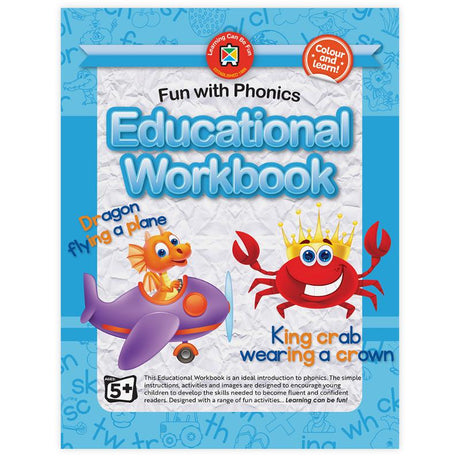 Colorful cover of LCBF "Fun With Phonics" workbook, designed for preschoolers to enhance reading and phonemic skills.