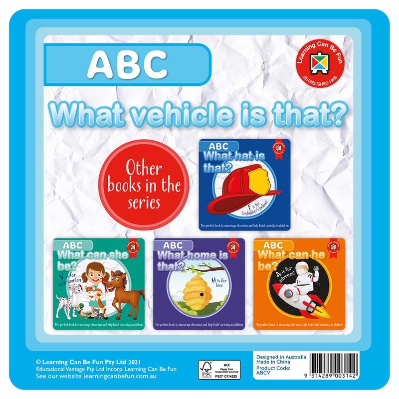 Brightly illustrated children's book exploring vehicles from A to Z, featuring fun facts and educational descriptions.