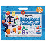 Brightly illustrated educational activity pad for kids focusing on letter formation, pen control, and fun learning activities.
