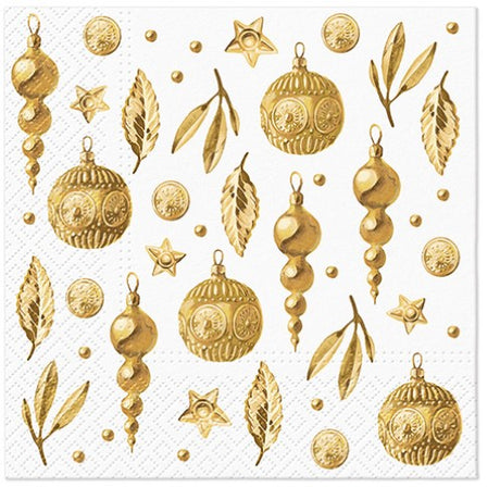 Lunch napkin featuring paw décor in golden tones, 33cm square, 3-ply, eco-friendly, perfect for pet lovers' gatherings.
