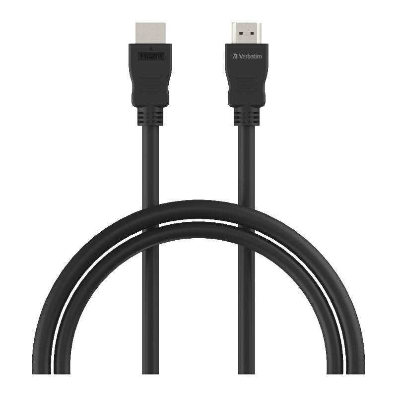 Verbatim Essentials HDMI Cable 1m in black, supports 4K resolution, 3D movies, Ethernet, and high-quality audio return.