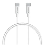 Verbatim Essentials 1m USB-C to USB-C cable in white, designed for fast charging and data transfer, compatible with all USB-C devices.