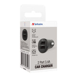 Verbatim Essentials Car Charger Dual Port 3.4A Black