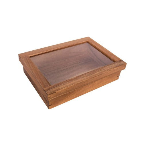 Elegant acacia wood grazing box (38 x 27 x 9cm) perfect for charcuterie and entertaining with rustic charm.