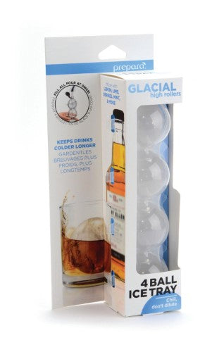 Multiple Ice Ball Tray by Prepara, creating four 5 cm BPA-free ice spheres for chilling drinks without dilution.