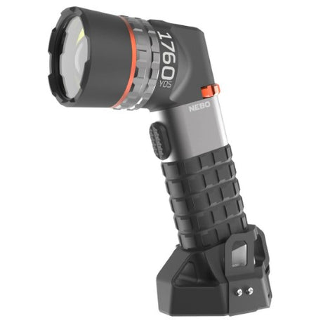 Compact Nebo Luxtreme SL 100 flashlight with 1-mile beam, ergonomic design, and versatile mounting options for outdoor use.