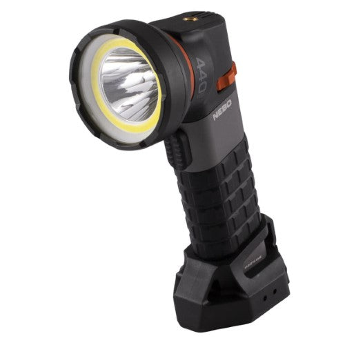 Compact Nebo Luxtreme SL25R flashlight with 500 lumens and 1/4 mile beam distance, ideal for outdoor adventures and emergencies.