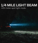 Rechargeable Nebo Master Series SL25 spotlight in black and orange, featuring 500 lumens, COB floodlight, and magnetic base.