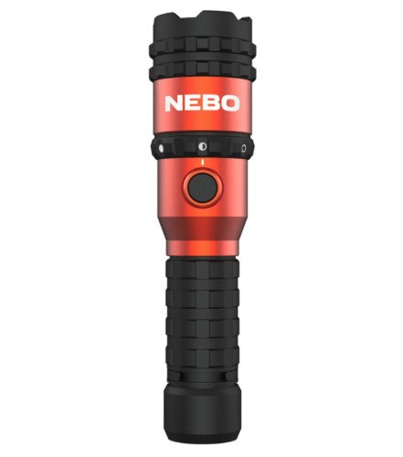 Rugged Nebo Master Series FL750 rechargeable flashlight with 750 lumens, magnetic base, and zoom, perfect for outdoor use.