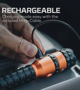 High-performance Nebo FL750 rechargeable torch, 750 lumens, rugged aluminum, ergonomic grip, waterproof, hands-free magnetic base.