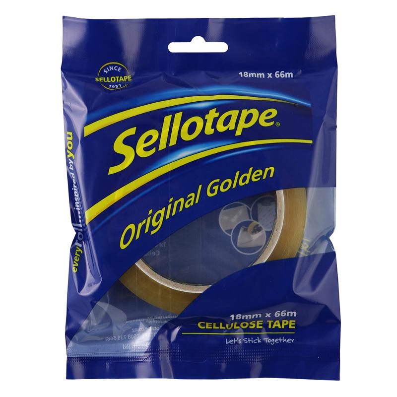 Sellotape 1105 Cellulose Tape, 18mm x 66m, easy tear, tangle-free, biodegradable, ideal for crafting and packaging.