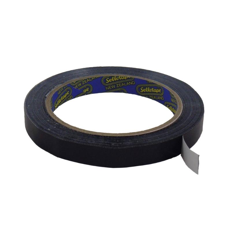 Black Sellotape 1519 Vinyl Tape, 12mm x 66m, extra strong for packaging, crafting, and DIY projects.