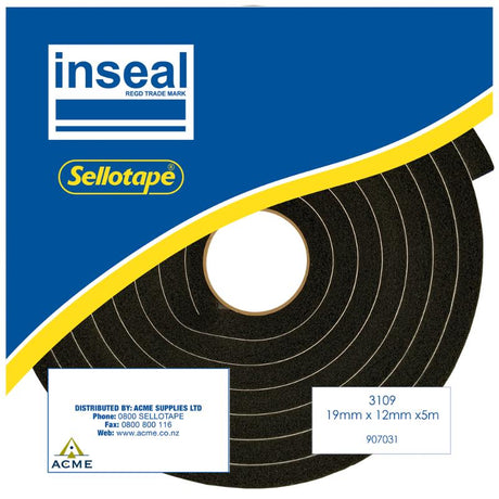 High-quality Inseal 3109 sealing tape, 19mm thickness, 12mm width, 5m length, ideal for automotive and industrial sealing.