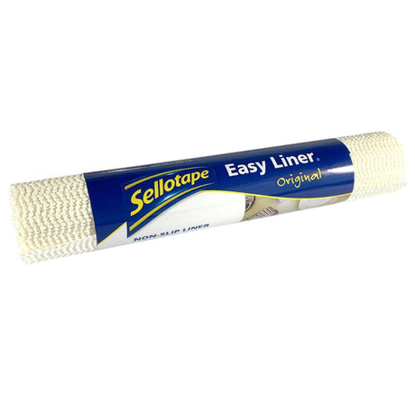 Non-slip Sellotape Easy Liner in white, 304mm x 1520mm, ideal for protecting surfaces and organizing items effortlessly.