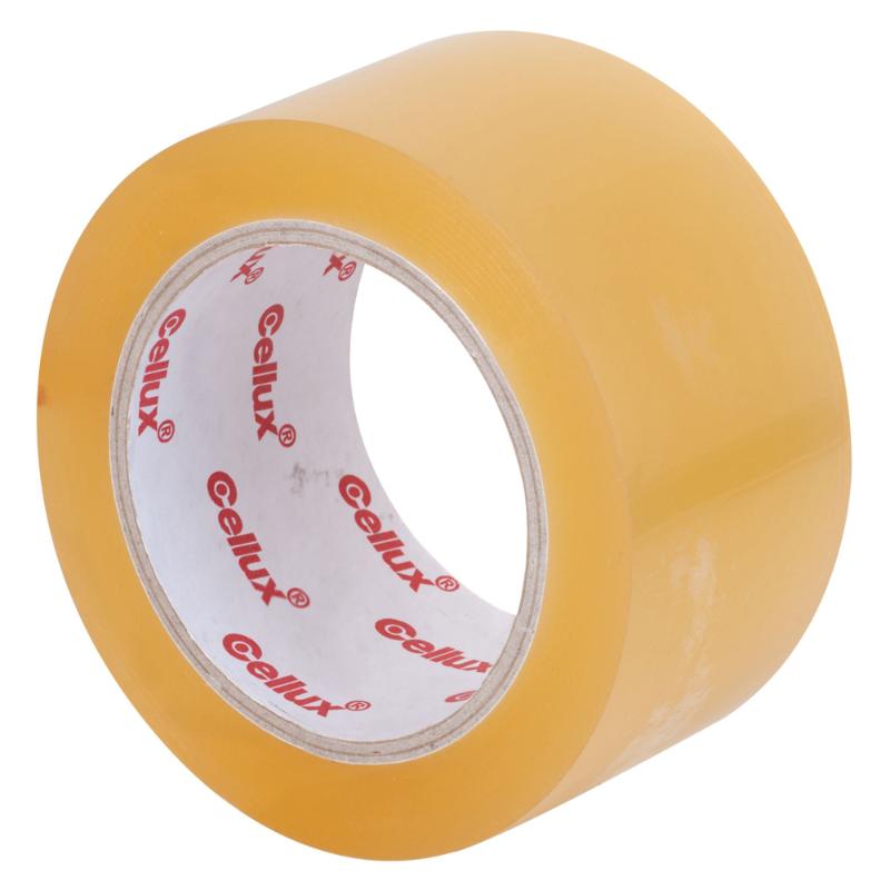 Clear economy packaging tape, 48mm x 100m, made of durable polypropylene with strong rubber adhesive for secure sealing.