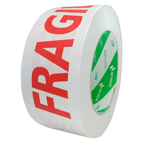 Red and white Sellotape Kraft Paper Message Tape labeled "FRAGILE Handle With Care," eco-friendly and ideal for secure packaging.