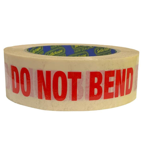 Durable 30mm x 50m tape with 'Do Not Bend' warning for safe packaging of fragile items during shipping.