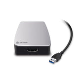 Alogic USB3.0 to HDMI/DVI adapter connects multiple external monitors, supporting video resolutions up to 2048x1152.