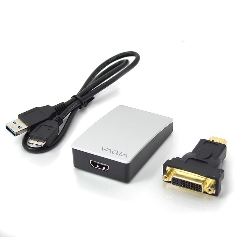 Alogic USB3.0 to HDMI/DVI adapter enabling dual monitor connectivity with 2048x1152 resolution for enhanced productivity.