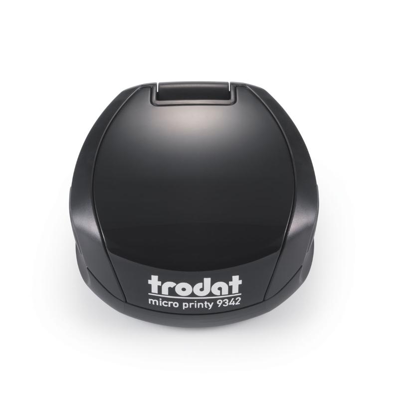 Trodat Micro Printy 9342 Black stamp, compact, self-inking for clear impressions, perfect for home, office, or travel use.