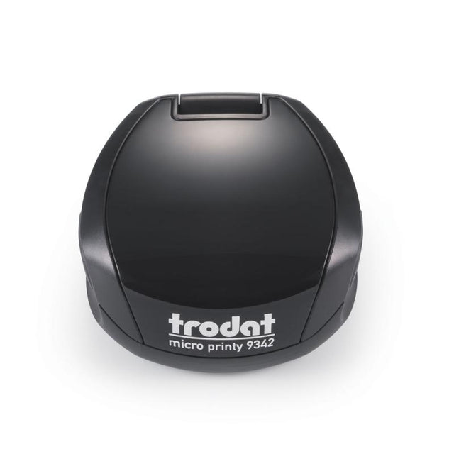 Trodat Micro Printy 9342 Black stamp, compact, self-inking for clear impressions, perfect for home, office, or travel use.