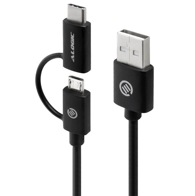 Versatile ALOGIC 2-in-1 USB-C & Micro USB Combo Cable for charging and high-speed data transfer up to 480 Mbps.