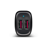 Compact Alogic 2 Port USB-A Car Charger, 5V/4.8A with Smart Charge for fast dual device charging on the go.