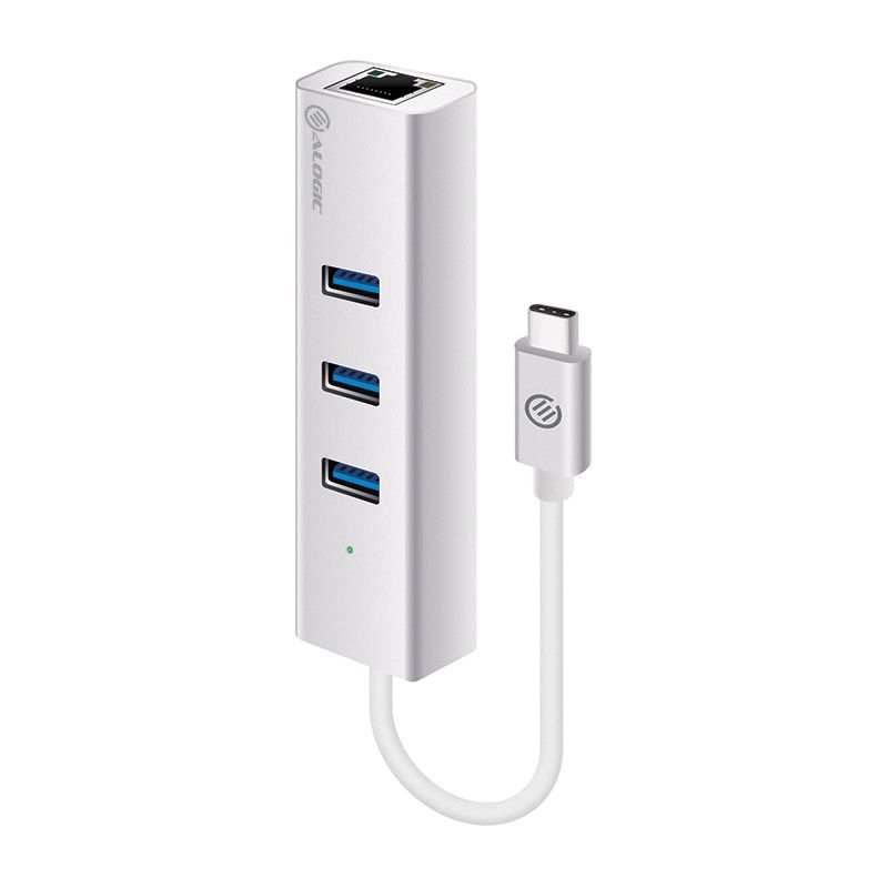 Alogic USB-C to Gigabit Ethernet & 3 Port USB Hub - Aluminium - Prime Series