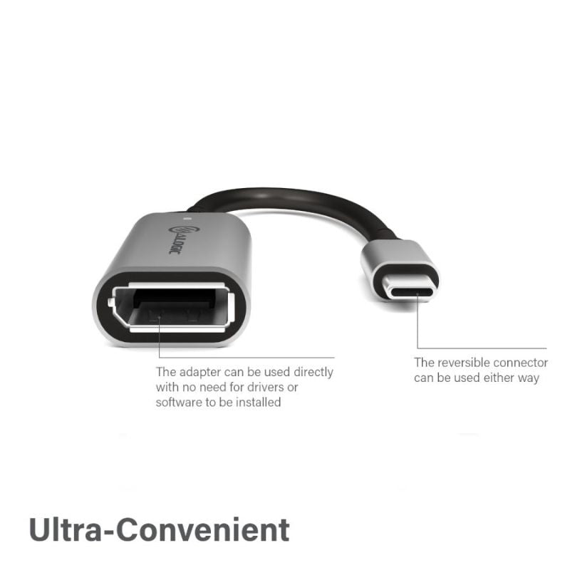 Alogic Ultra 15cm USB-C to DisplayPort adapter supports 4K 60Hz, ideal for seamless connections to displays and projectors.