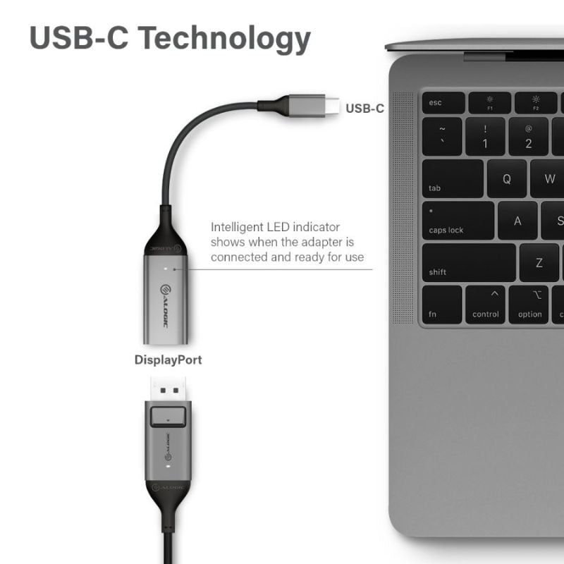 USB-C to DisplayPort adapter with 4K 60Hz support, 15cm flexible cable, and premium aluminum design for high-quality visuals.