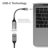 USB-C to DisplayPort adapter with 4K 60Hz support, 15cm flexible cable, and premium aluminum design for high-quality visuals.