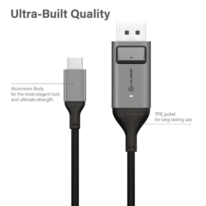 Alogic USB-C (Male) to DisplayPort (Male) Cable - Ultra Series - 4K 60Hz -Space